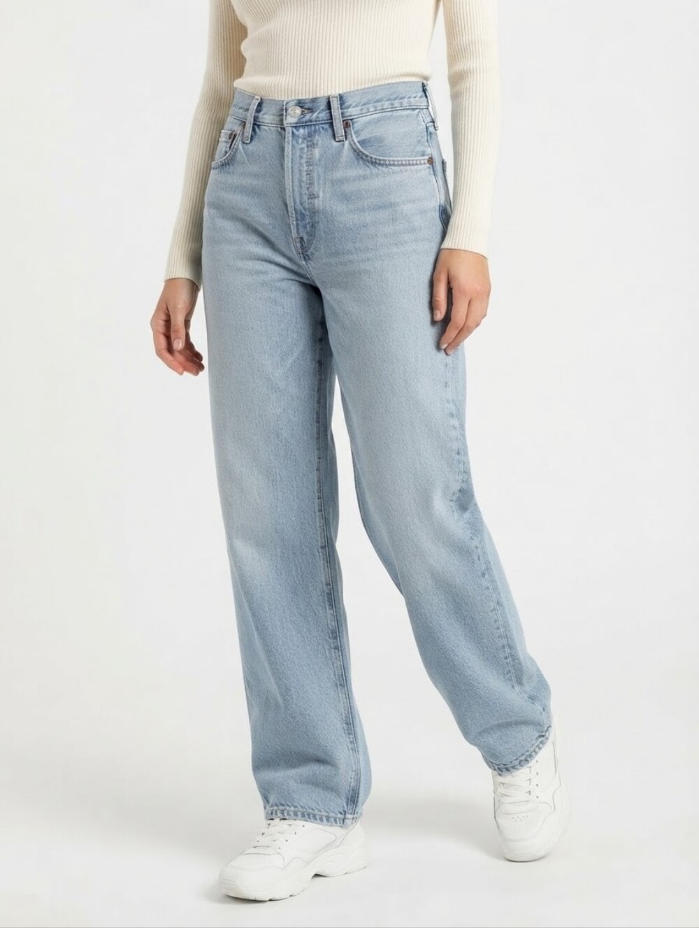 Levi's Premium Baggy Dad Jeans Mid Rise Light Wash Size 24 NWT